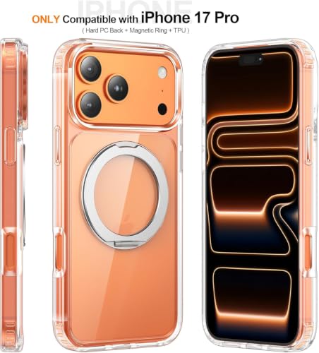 Image of EGOTUDE for iPhone 17 Pro Max /iPhone 18 Pro Max Case | Clear Hard Back Cover with 360 Magnetic Rotate Stand