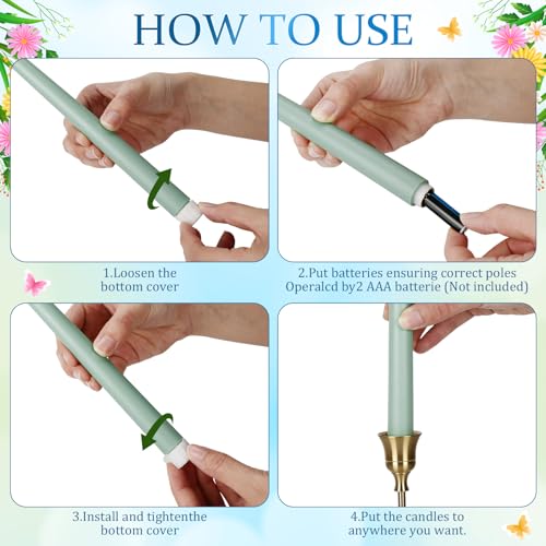 Image of Handepo 48 Pack Flameless Taper Candles Realistic with Flickering Candlelights Plastic 11 Inch Last Long Battery Operated Window Candlestick for Halloween Christmas(Light Colors)