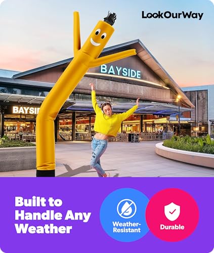 Image of LookOurWay Air Dancers Inflatable Tube Man Attachment - 10 Feet Tall Wacky Waving Inflatable Dancing Tube Guy for Business Promotion - Blower Not Included - Yellow