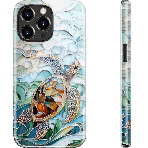 MERRO for iPhone 13 Pro Max Case - Wireless Charging Compatible - Dual-Layer Hard Shell & Silicone Cover - Protective Phone Case with Cute Wildflower Designs for Women - Ocean Mosaic Art by MERRO - Used condition - US$13.48