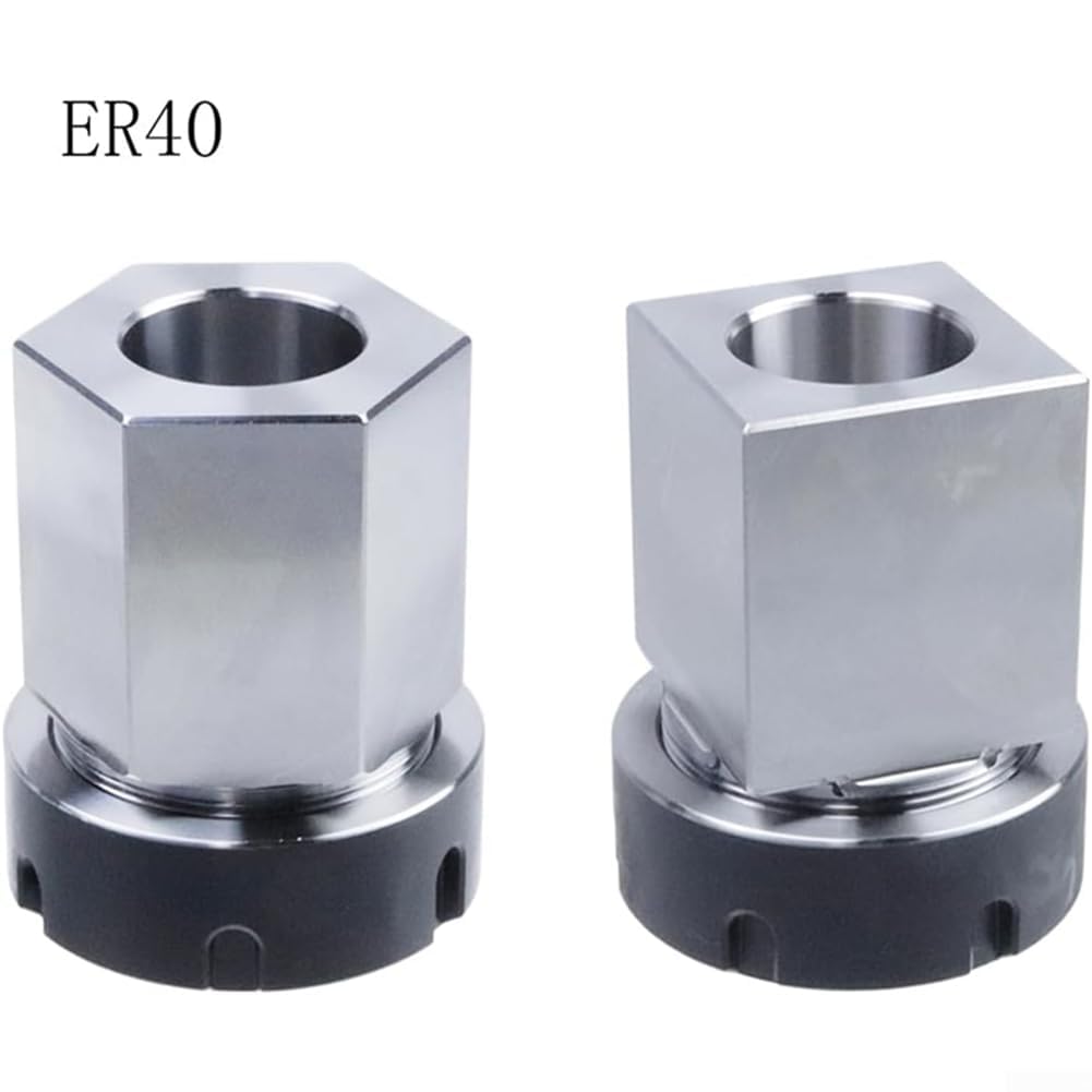 Kit di morsetti in acciaio al carbonio serie ER compatibile con torni CNC ER-32 ER-25 ER-40 per pezzi esagonali tetragonali (2 pezzi ER40)