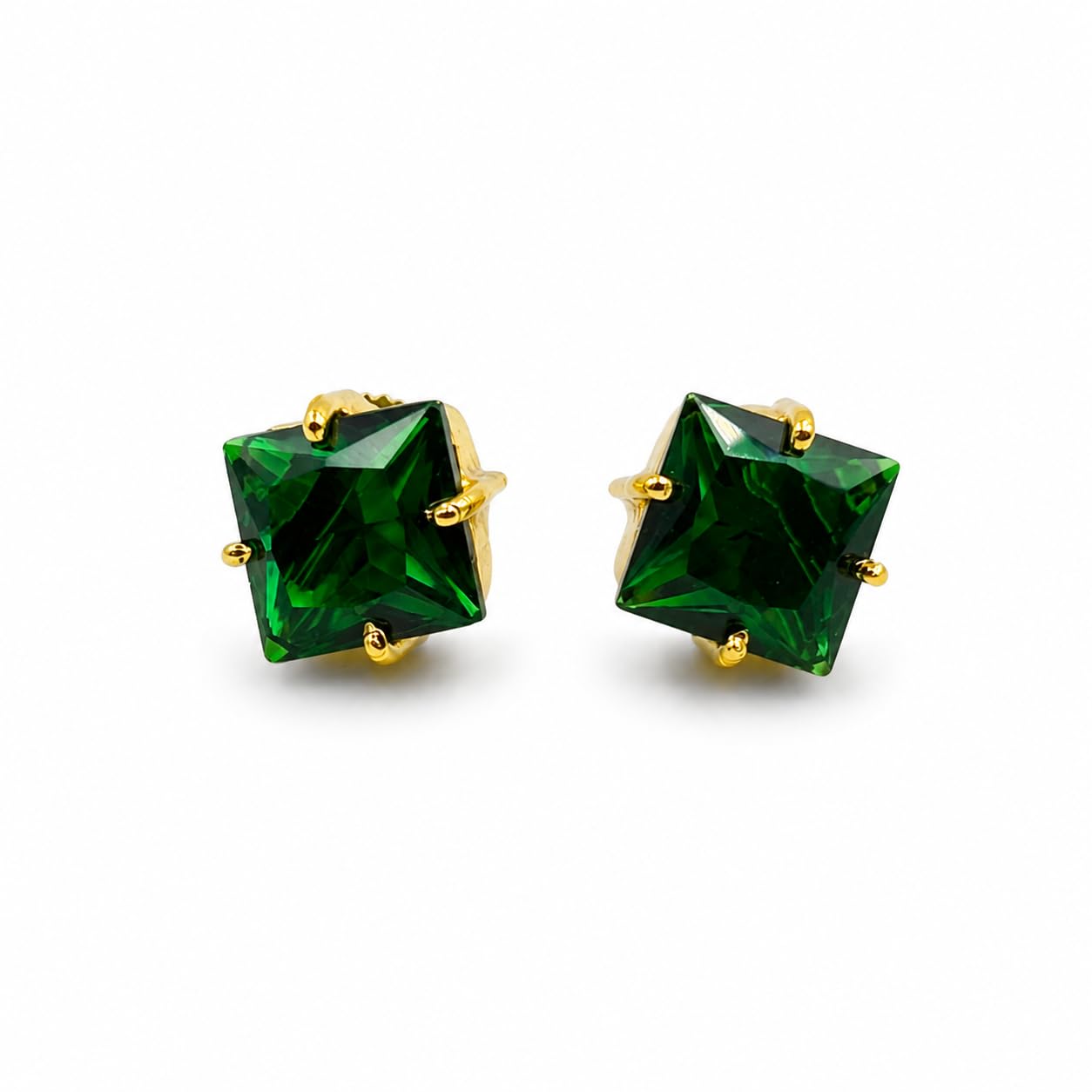 Green Diopside Quartz Stud Earrings Gold Plated Brass Fashion Jewelry Teardrop Earrings, Green Color Studs 10mm-image-15