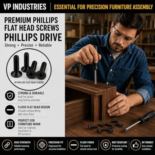 Image of By inchVP INDUSTRIES inch (Pcs-25) M6x12 mm CSK Phillips Head Screw Stainless Steel | Countersunk Head Screws,Fully Thread,Machine Thread