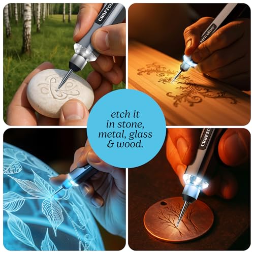 Image of EtchMate Engraving Pen for Metal, Wood, Glass, Plastic & All Materials | Cool Birthday Gift Ideas - Engraver Pen Tool - Teen Boy Gifts - Unique Gifts for Women, Teenage Girl - Craft Kits for Adults