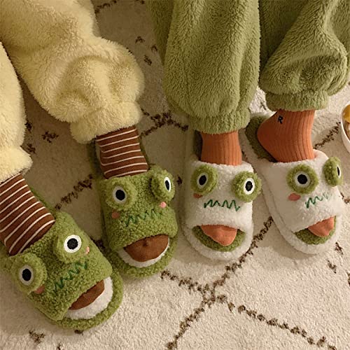 Jfxgjuv Fluffy Frog Slides Cartoon Slippers for Women Soft Sandals Cute Plush House Slippers Indoor Outdoor2