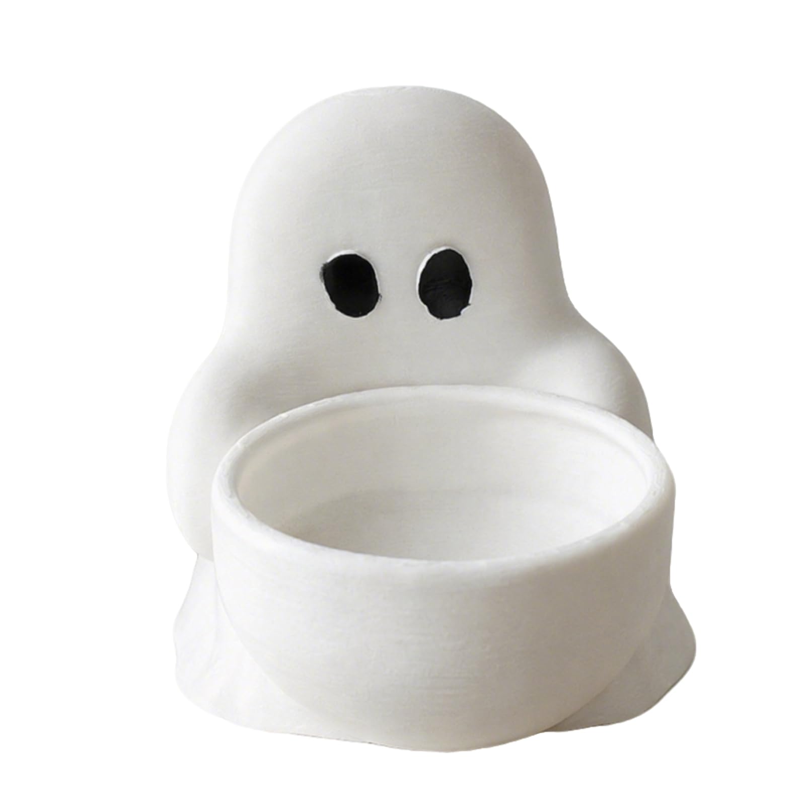 Halloween Ghost Candle Holder, Cute 3D Printed Tea Light Holder for Scented Candles, Small Tabletop Candy Dish, Spooky Home Decoration, Unique Halloween Party Centrepiece White