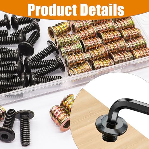 taiss 30 sets 14-20 x 3434 furniture screw nut threaded inserts for wood14-20 x 193234 nut threaded wood inserts bolt fastener connector hex socket drive screw-in nuts with hex spanner