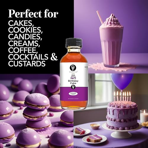 Image of Dolce Flav Birthday Cake Extract - 1 Gallon Water-Soluble Kosher, Sugar-Free, Concentrated Festive Cake Flavoring for Frostings, Cupcakes & Desserts