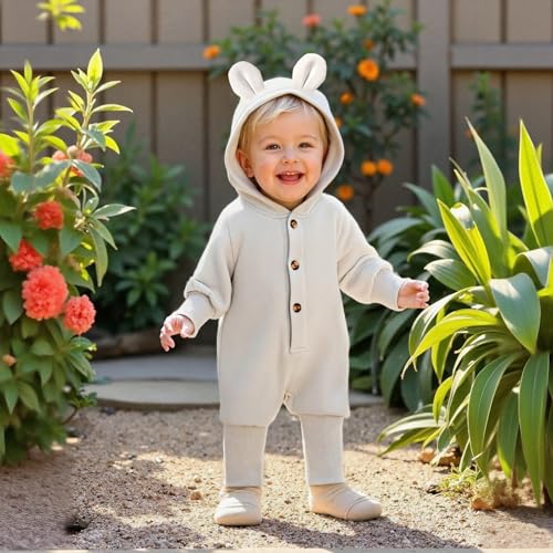 Unisex Baby Hooded Jumpsuit Infant Boy Girl Long Sleeves Romper Fall Winter Spring Outfits Preemie-18 Months2