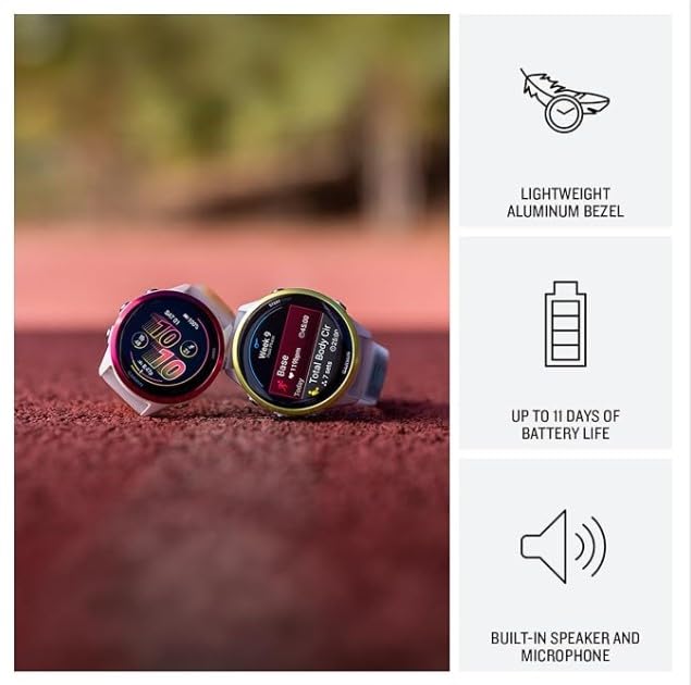 Image of Garmin Forerunner 570 47mm Advanced GPS Running & Triathlon Smartwatch AMOLED Display, Training & Recovery, Indigo Aluminum w /Translucent Imperial Purple /Indigo Band w / Wearable4U White EarBuds Bundle