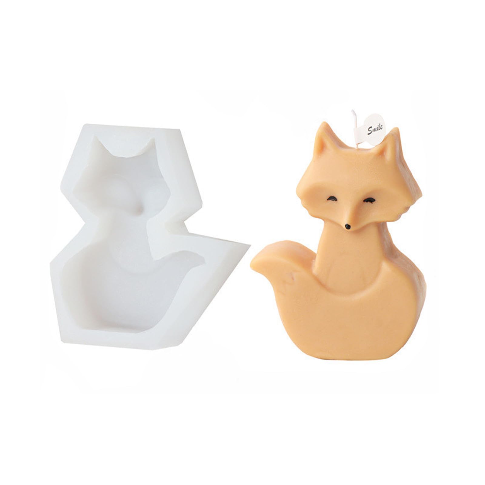 Xidmold Fox Candle Mould, Animal Fox Silicone Mold for Fondant, Soy Wax Candle, Soap, Plaster, Epoxy Resin, DIY Crafts (C)
