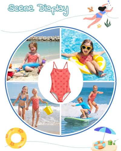 Image of weVSwe Baby Girl Swimsuit One Piece Swimsuit Cute Toddler Girls Sleeveless Bikini Kids 2-10 Years