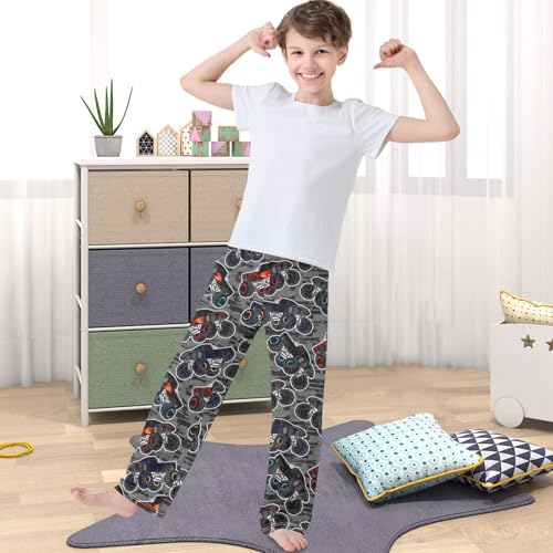 Boy's Pants Abstract Cool Monster Truck Car Jogger Pants Elastic Waist Long Bottoms Trousers with Pockets 6-14 Years4