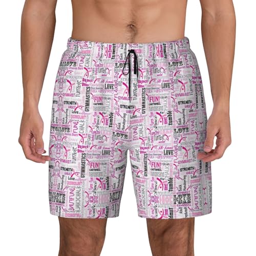 Gymnastics Red Print Men's Bathing Suit Lining Quick-Drying Beach Shorts Anti-Chafe Compression Liner