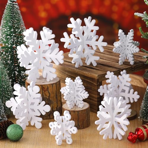 Wenqik 16 Pcs Winter Wooden Snowflake Decor Christmas Winter Snow...
