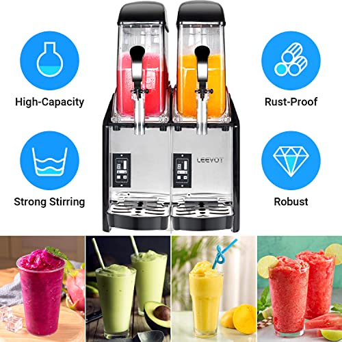 LEEVOT Kommerzielle Slusheis Maschine, 2 x 12 L Slush Eismaschine 890 W 220 V Slusheis Eismaschine, Slushie Maschine mit Abnehmbarem Tablett und digitalem Smart-Panel, Slushmaschine Slushgerät – Bild 7