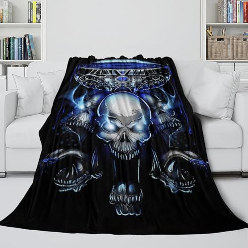 Couverture microfibre douce imprimé crâne 3D jeté de canapé - 6