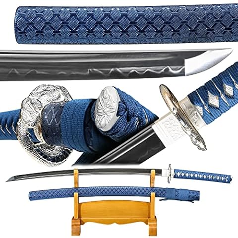 Handmade Cosplay Japanese Samurai Full Tang 1060/1095 High Carbon Steel Damascus T10 Clay Tempering Cold Real Heat Tempered Cover