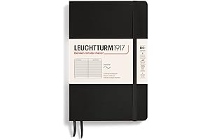 Leuchtturm1917 Lined Notebook Hard Cover: B6+ (124x185mm), Ruled Paper, Black