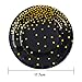 Aneco 60 Pieces 7 Inches Black Bronzing Paper Plates Disposable Dinnerware Plates Gold Foil Polka Dot Plate for Party Graduation Wedding Anniversary Birthday