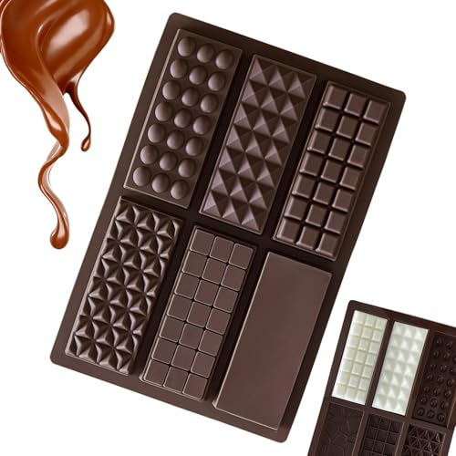 Moldes de barra de caramelo, molde de mantequilla de caramelo con diferentes texturas | Molde de mantequilla de pudín para tarta de queso de 6 cavidades, molde grueso de barra de chocolate para barra