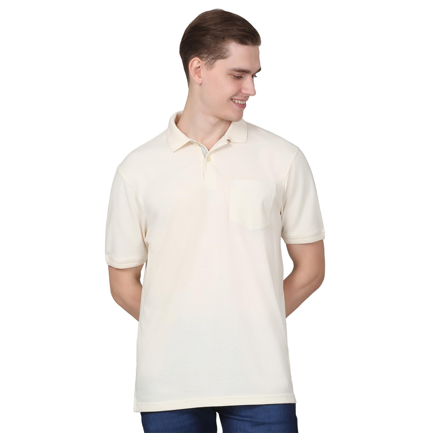 cantabil Men's Solid Polo Neck Half Sleeves Regular Fit Casual T-Shirt (P_MTSH00805)-picture-16