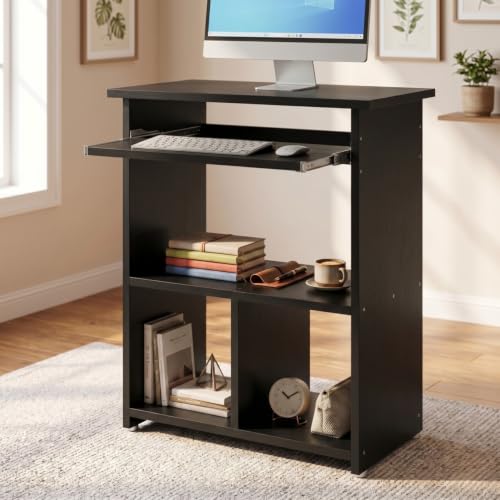 Image of Amazon Brand - Solimo Elite Study Table for Home Office | Engineered Wood Computer & Writing Desk |Black | L 61 x W 35 x H 75 cm