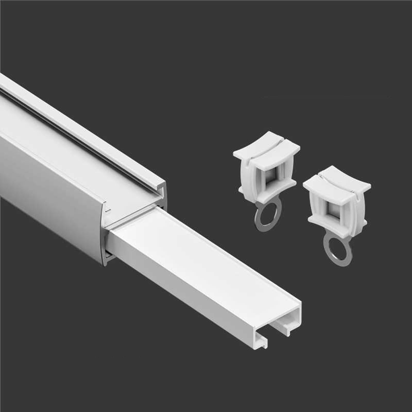 Tringle à rideaux silencieuse en aluminium de 1,80 m, système coulissant pour salon et chambre à coucher, comprend des rouleaux, parfait pour les cloisons de séparation et les rideaux élégants.