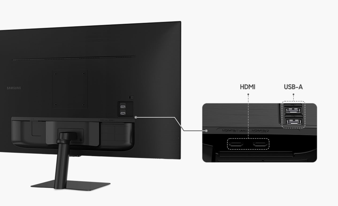 Samsung Smart Monitor M5 Noir - 32'' - Dalle VA, FHD (1920 x 1080), 60Hz, 4ms, Inclinable, 2 x HDMI (1.4), 2 x USB-A, Smart TV, Gaming Hub, LS32DM502EUXEN
