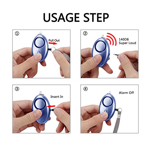 Image of Personal Alarm for Women, 5Pcs 140dB Self Defense Keychain LED Light