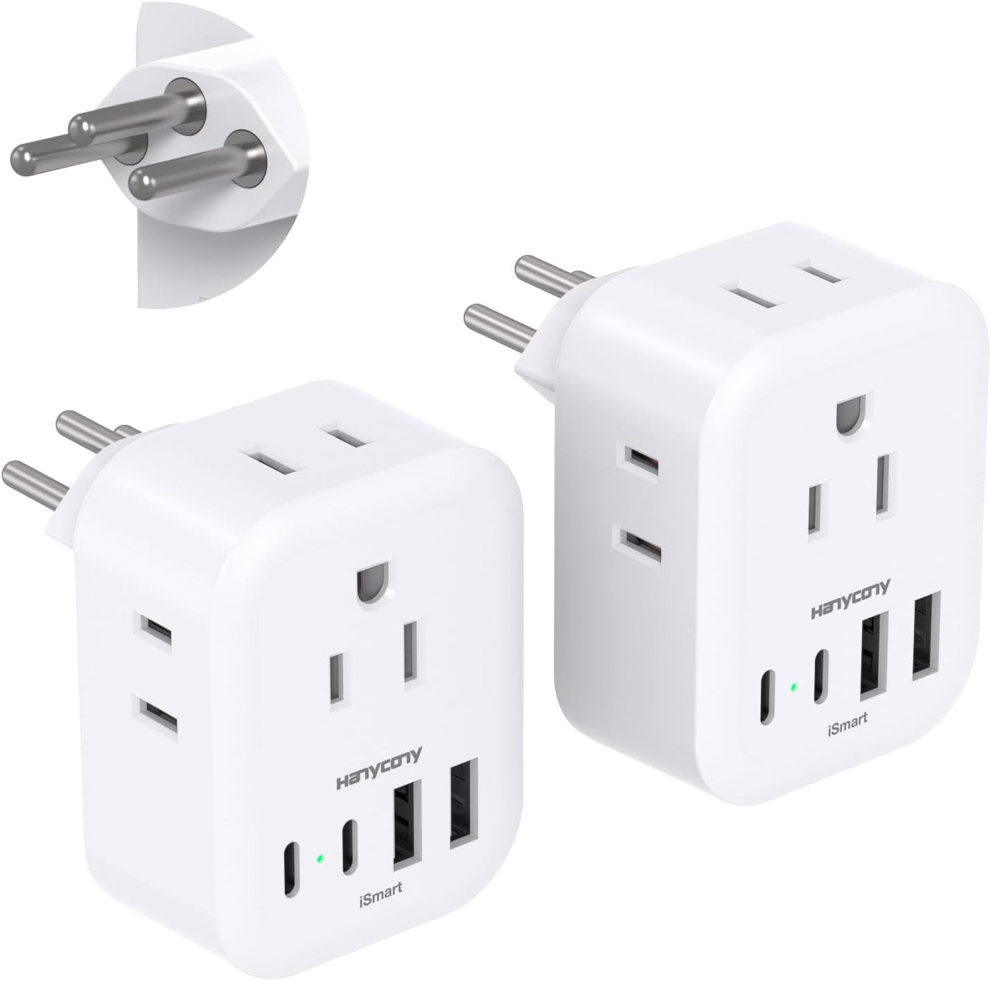 2 Pack Switzerland Travel Plug Adapter, HANYCONY Type J Power Adapter with 4 Outlets 4 USB Ports (2 USB C), Swiss Plug Adapter for US to Switzerland, Rwanda, Liechtenstein etc