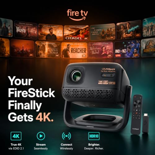 Image of MyFitSpark CINEMAGIC 103 Air Native 1080p Projector 4K Ultra HD Support | CineTone Engine 100% Sealed Tiltable 250 ANSI Auto Focus & Keystone EDID 2.1 True 4K FireStick HDR10 Up to 150 inch Screen