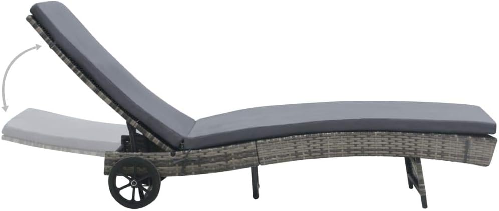 Sun Lounger with Wheels and Cushion,Patio Furniture,Outdoor Seating,Lounge Chair,Outdoor Lounge Chairs,for Outside,Patio,Yard,Lawn,Beach,Sunbathing,Pool, Poly Rattan Anthracite