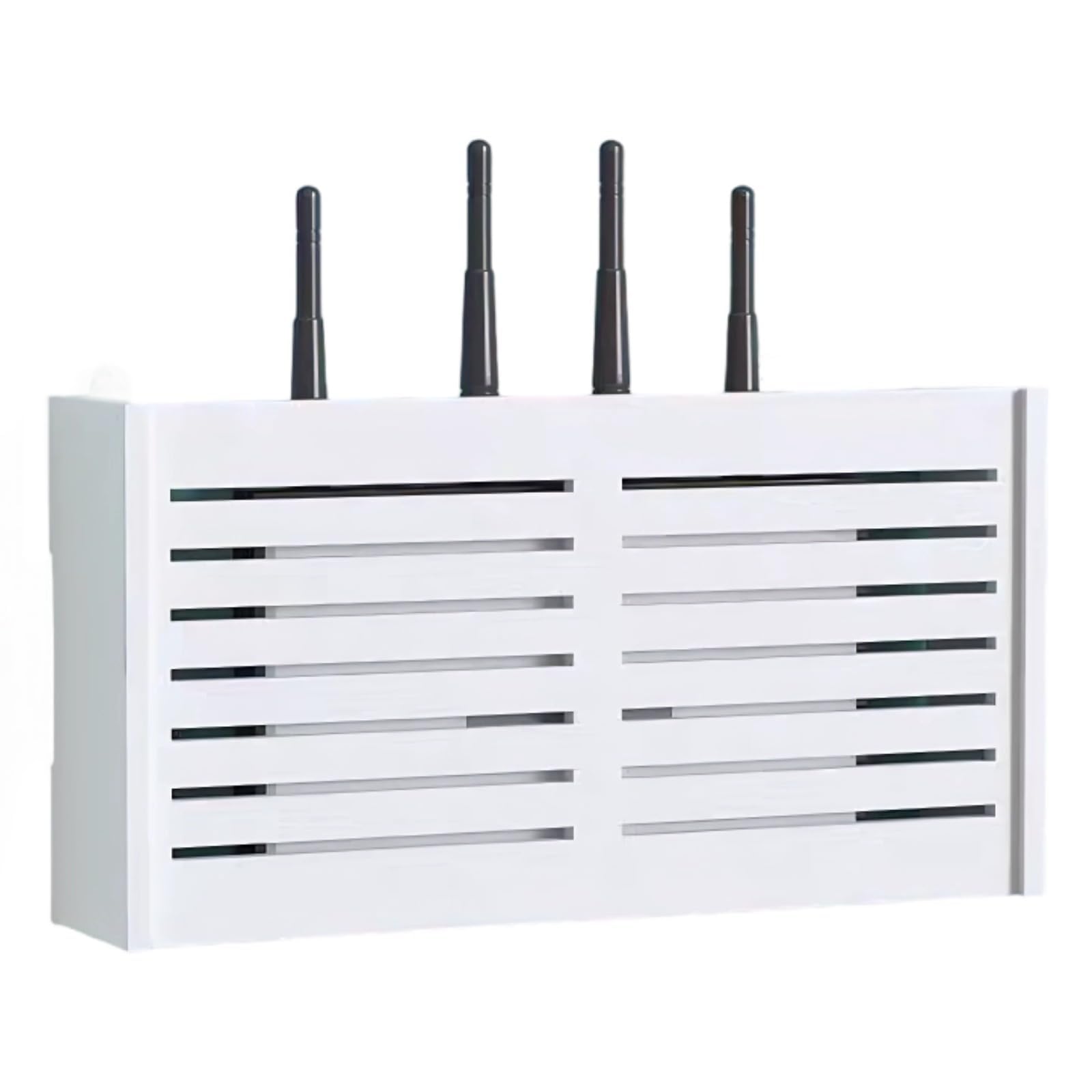 Scatola portaoggetti per router da parete 38,1 x 8,4 x 20,1 cm, design staccabile, 3 opzioni di installazione, include supporto per telefono per spazio nizzato