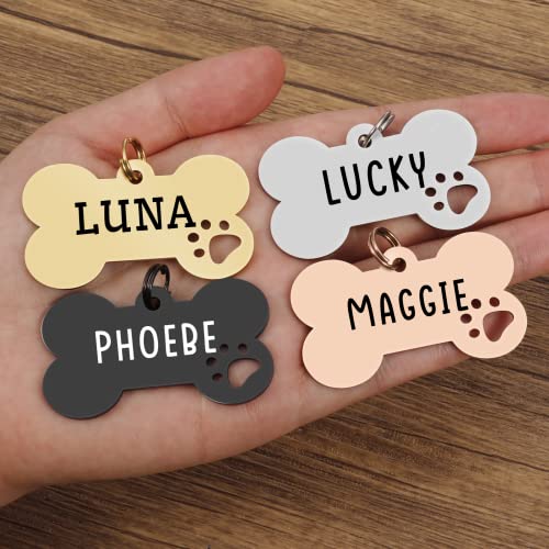 Natiform Personalized Pet Id Tags, Brushed Stainless Steel Dog Tags, Customizable Text, Engraved On Both Sides, Hollowed Paw Shaped Collar Pendant( L Rose Gold) #TOP4