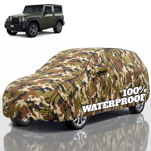 Image of Premium Polyester Car Cover Thar All-Weather Protection from Rain, Dust & Sun | UV Resistant Fabric | Full Body Secure Fit for Outdoor & Indoor Parking Jungle