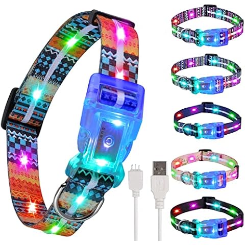 YUSHANG 2 Pack Light Up Dog Collars,LED Dog Collar Rechargeable Waterproof,Buckle Glow Collar for Medium Large Dogs -L(Neck:14.17-24.8",Strap Width:1") Cover