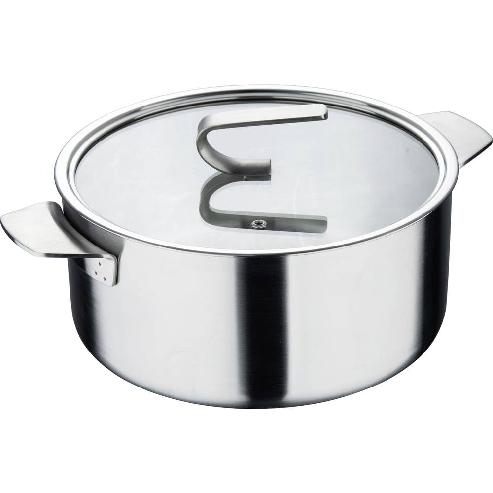MasterPro SIGMA - Cacerola con Tapa 4.9L 24x11 cm Acero Inoxidable - 3 Capas para Conductividad Térmica Optima - Acabado Mate con Escala - Versátil para Todo Tipo de Cocinas