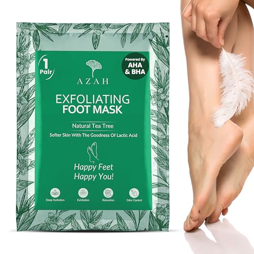 Image of Azah Foot Mask Peeling Feet Mask [Pair of 1] | Korean Foot Peel off Mask for Cracked Feet | Peeling and Exfoliating | Legs care at Home | Exfoliating Sheet for Home | Tea Tree Sheet