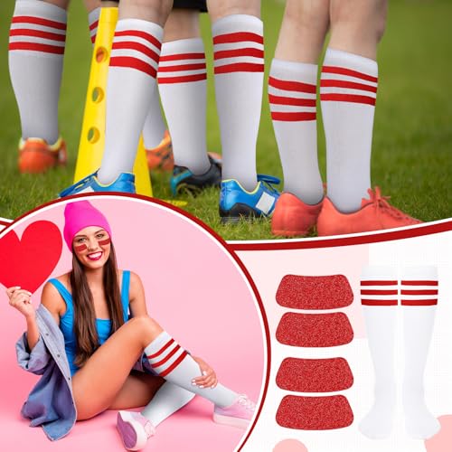 Image of Panitay 2 /12 /16 /24 Pairs Softball Soccer Socks Glitter Eye Black Stickers Team Spirit Accessories for Youth Women Sport Wear