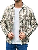 Yuanbang Camo Jackets for Men Trucker Unlined Camouflage Coats Hunting Clothes(Tree Print,M)