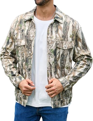 Image of Yuanbang Camo Jackets for Men Trucker Unlined Camouflage Coats Hunting Clothes