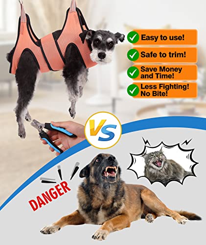 Kkiimatt Cat&Dog Grooming Hammock Harness, Xs Pet Grooming Harness For Puppy Small Dogs/Cats,Dog Nail Trimming Hammock With Nail Clippers Dog Grooming Sling With Wide Strap Sewed On Pet Restraint Bag #TOP1