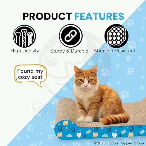 Image of Foodie Puppies 2-in-1 Reversible Cat Scratcher Pad with Catnip for Cats & Kittens, (Couch, 43.5 x 23 x 6 cm) | Durable Corrugated Cardboard Cat Scratching Pad for Furniture Protection, Play & Rest