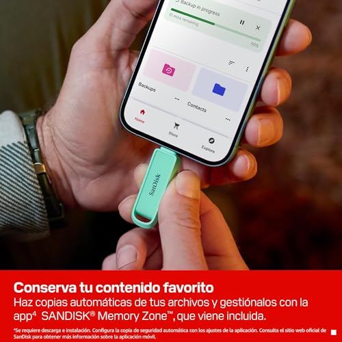 Memoria USB C 512 GB SanDisk Verde Espuma de Mar con Recuperación de Datos 6