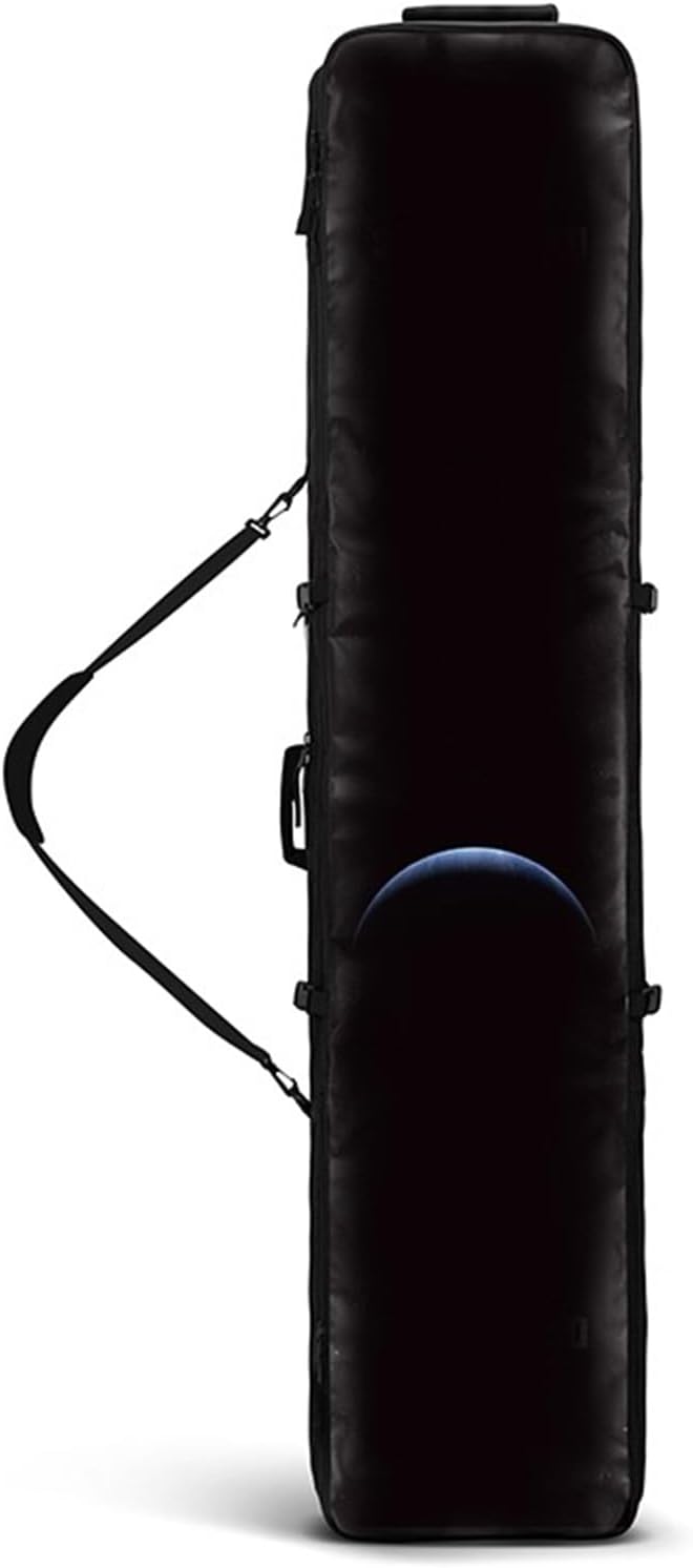 Double Board Skiing Travel Bag with Wheels, Rolling Double Ski Bag Snowboard Bag Padded 3 Outside Bags Fit Single Ski/2 Sets Skis for Air Travel and Road Trips