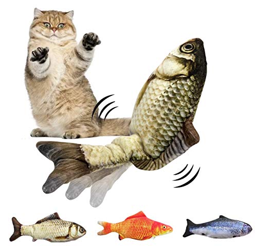 Hinyx Katzenspielzeug Fisch,Elektrische Fische Katze,katzenminze Fisch Spielzeug,Simulation Plush Fisch,Katze Interaktive Spielzeug,Kissen Kauen Spielzeug für Katze