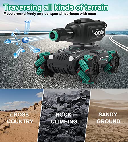 Lofowoer 4 Head Rc Tank Car, Shooting Water Bullets Rc Car, Kids 4Wd Battle Stunt Car, Blow Bubble, Shoot Foam Darts,Water,Stem Remote Control Car For Kids 8-14 Gifts (Single Remote Control) #TOP1