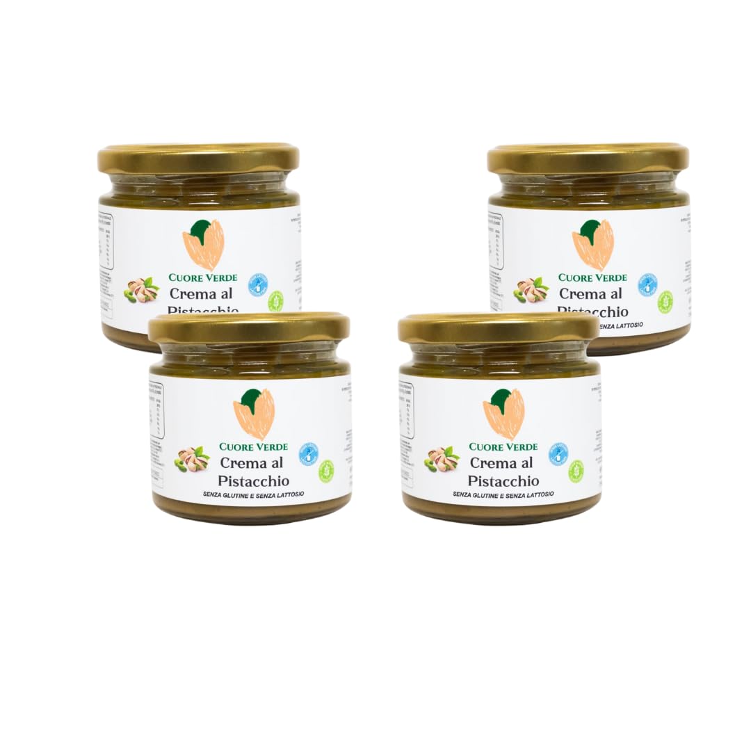 Cuore Verde- Crema Di Pistacchio Spalmabile GLUTEN FREE e VEGAN FRIENDLY Per Dolci Gelato Torta Pasticceria Crepes e tante altre Ricette Tipiche Di Bronte