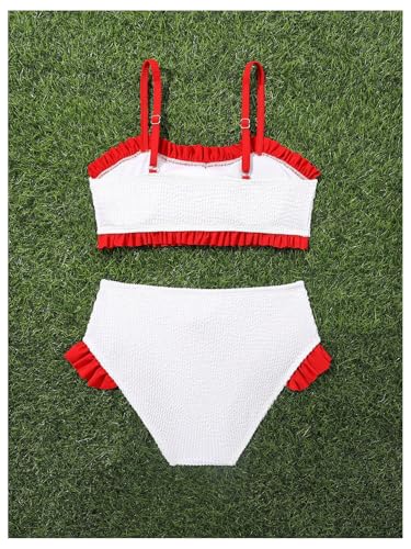 SHENHE Girl's Ruffle Swimsuits 2 Piece Cute Cherry Bikini Spaghetti Strap Bathing Suit2